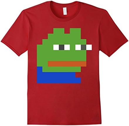 Men's Pixel Style PEPE Internet Meme Frog T-Shirt -LIMITED EDITION Medium Cranberry