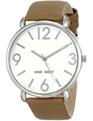 Nine West Womens NW/1607SVBN Silver-Tone Case Brown Strap Watch