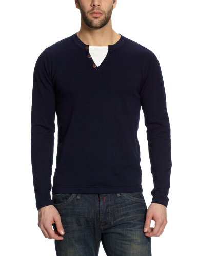 SELECTED Herren Pullover 16027639 Munch double layer split neck, Gr. 54 (XL), Blau (Mariti Preisvergleich