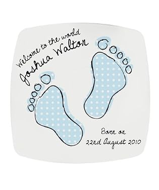Personalised Boy's Footprint 'Born On' Plate
