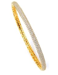 Sterling Silver & Cz 18k Yellow Gold Plated Bangle