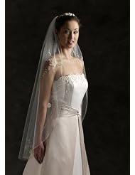 David's Bridal Fingertip Length Veil with Metallic Pencil Edge Style 653 by David's Bridal