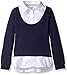 French Toast Big Girls Long Sleeve 2-fer with Rib, Navy, Medium/7/8