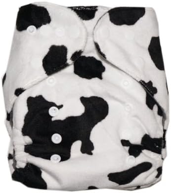KerrBear Kids - Black Cow Cloth Diaper (Minky) (Charcoal Bamboo Insert and Inner)