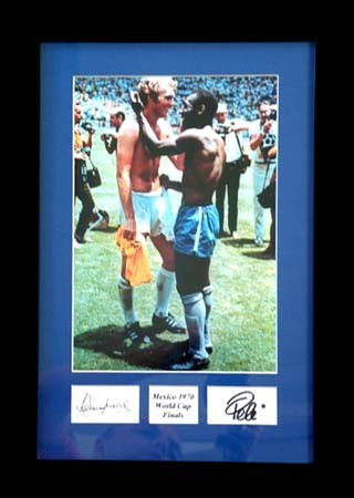 Bobby Moore and Pele signed & framed presentation tribute