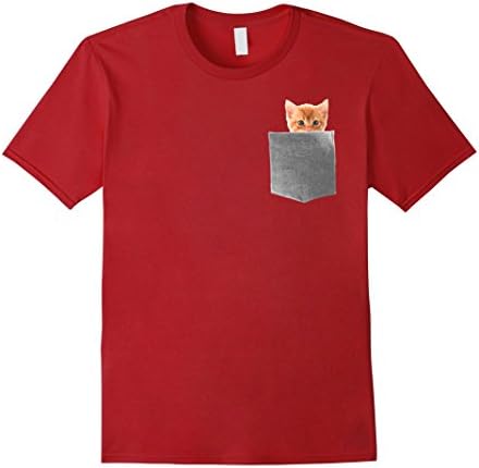 Pocket Cat Peeking Kitten T Shirt - Male Medium - Cranberry