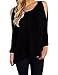 ALLEGRACE Womens Sexy Off Shoulder Long Sleeve T Shirts Fashion Tops Black M
