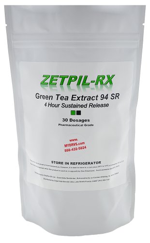 Zetpil Green Tea Sustained Release Suppositories, 400 mg, Super Absorption, No Degradation, Fat Burner, Weight Loss, Antioxidant, EGCG, 30 Count