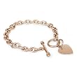Rose Gold Plated Tiffany Inspired Stainless Steel Heart Tag Bracelet - 7.25 Inches
