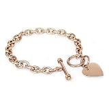 Rose Gold Plated Tiffany Inspired Stainless Steel Heart Tag Bracelet 7.25 Inches