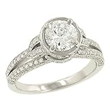 2 Row Pave Set Diamond Engagement Ring .76cttw (CZ ctr