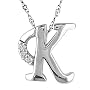 14K White Gold .03ctw Diamond (I-J,I2-I3) Initial "K" Pendant with 17 inch Chain