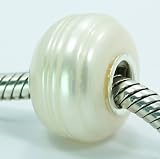 Free S/H .925 Sterling Silver Natural Grade White REAL Pearl Not Seashell! Bead Charm for Pandora Troll Chamilia Biagi Birthstone June