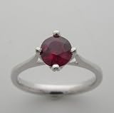 14k White Gold Ring Set With A Natural Ruby 1.13 Ct