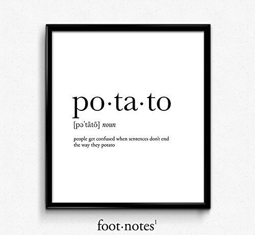 Potato definition, dictionary art print, funny poster, poster