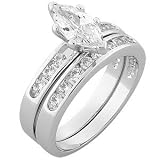 Marquise CZ 2 Piece Wedding Ring Set - Personalized Jewelry
