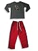 Mis Tee V-Us - Boys Long Sleeved Pant Set, Charcoal, Red