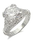 Cubic Zirconia Rings - 3 Carats Solitaire with Antique Design CZ Ring