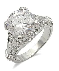 Cubic Zirconia Rings - 3 Carats Solitaire with Antique Design CZ Ring