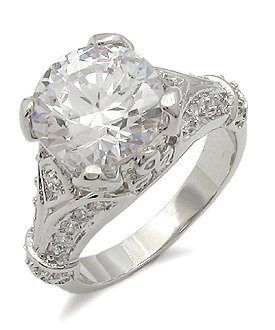 Cubic Zirconia Rings - 3 Carats Solitaire with Antique Design CZ Ring