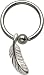 Feather - 925 Sterling Silver Sliding Charm Captive Bead Ring - 16 Gauge