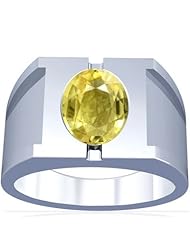 Platinum Oval Cut Yellow Sapphire Solitaire Ring