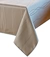 Benson Mills Gourmet Spillproof Heavy Weight Fabric Tablecloth, Ivory, 60-inch by 104-inch