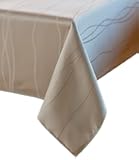 Benson Mills Gourmet Spillproof Heavy Weight Fabric Tablecloth, Ivory, 60-inch by 104-inch