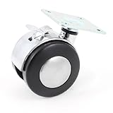 uxcell キャスター車輪　ホイール　ブレーキロック　回転式　プラスチック二重車輪　47mm　マウントしたプレート 50mm