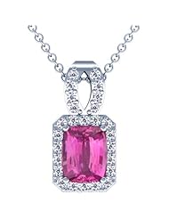 Platinum Cushion Cut Pink Sapphire And Round Diamond Pendant