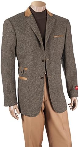 INSERCH CARLISLE TWEED WOOL BLAZER WITH SUEDE TRIM AND ELBOW PATCH 536-47 LT. BROWN