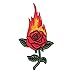 Rose On Fire Motif Iron On Embroidered Applique Patch