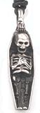 Skull Skeleton In Coffin Pewter Pendant Necklace