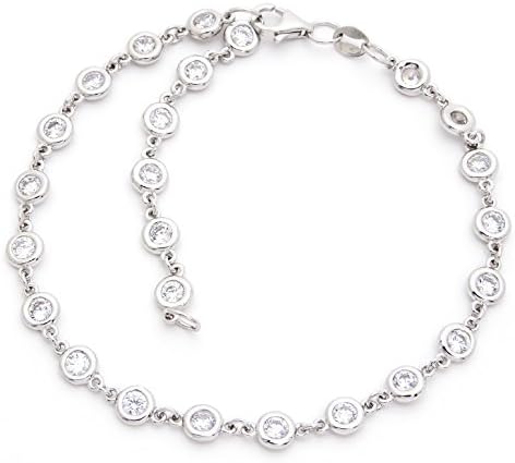 Sterling Zilver Cubic Zarconia 9.5 inch Anklet