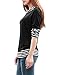 Allegra K Women Long Sleeve Stripe Hooded Shirt Patchwork Tops Black White S