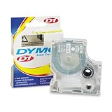 DYM45020 D1 Tape Cartridge for Electronic Label Makers, White on Clear, 1/2" w x 23 ft.