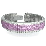 50CT Pink Sapphire & Diamond 18K W Gold Tennis Bracelet