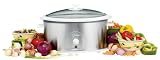 West Bend 85246 6-Quart Oval Crockery Cooker, Stainless Steel/White