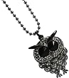 Adorable Black Crystal Owl Necklace with LONG 28" Hematite/Gunmetal Finished Ball Chain