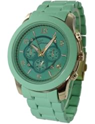 Ladies Geneva Boyfriend Chronograph Link Watch - Mint Green