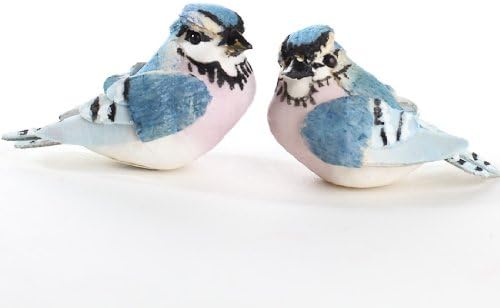 Box of Beautiful Sitting Colorful Blue Jay Mushroom Craft Birds- 12 Birds