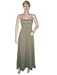Beautiful Battleship Gray Cotton Boho Lace Border Cotton Long Smocked Dress for Womens