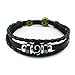 Celokiy Charm Beads Multistrand Black Leather 2 Braided Rope Handmade Bracelet,Adjustable