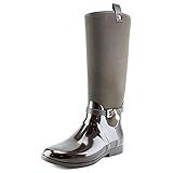 Michael Kors MK Charm Stretch Tall Rainboot Brown Rubber/Neoprene Riding Shoe Size 6