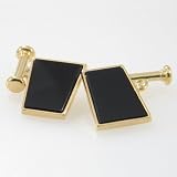 Review Onyx-Art  / Onyx / Gold Plated Dress Cuffs on Chain - Rect.