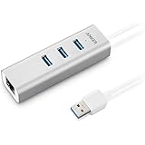 Anker Unibody Aluminum 3-Port USB 3.0 and Gigabit Ethernet Hub with 1.3ft / 40cm USB 3.0 Cable [Ethernet Port RTL8153 Chipset + USB Ports VL812 Chipset]