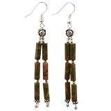 EXP Handmade Unakite & Silver Dangle Earrings