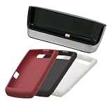 Blackberry Charging Pod with Dark Red, Black and White Silicone Skin Case for Blackberry Storm2 9550 9520