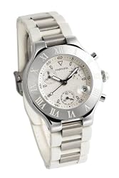 Cartier Men's W10184U2 Must 21 Stainless Steel and White Rubber Chronograph Watch