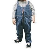 Plus Nao(プラスナオ) 子供用 デニム オーバーオール ジップアップ ロングパンツ つなぎ 男の子 女の子 ベビー キッズ コットン 80 90 100 110 120 - 110